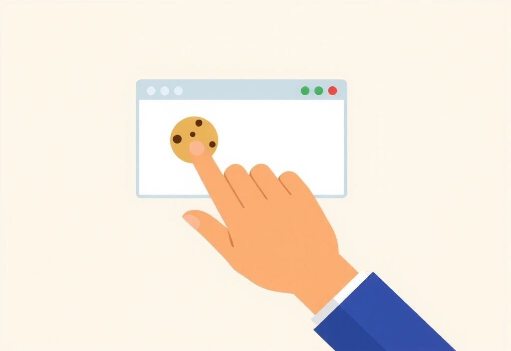 Ilustración de una mano borrando cookies de un navegador